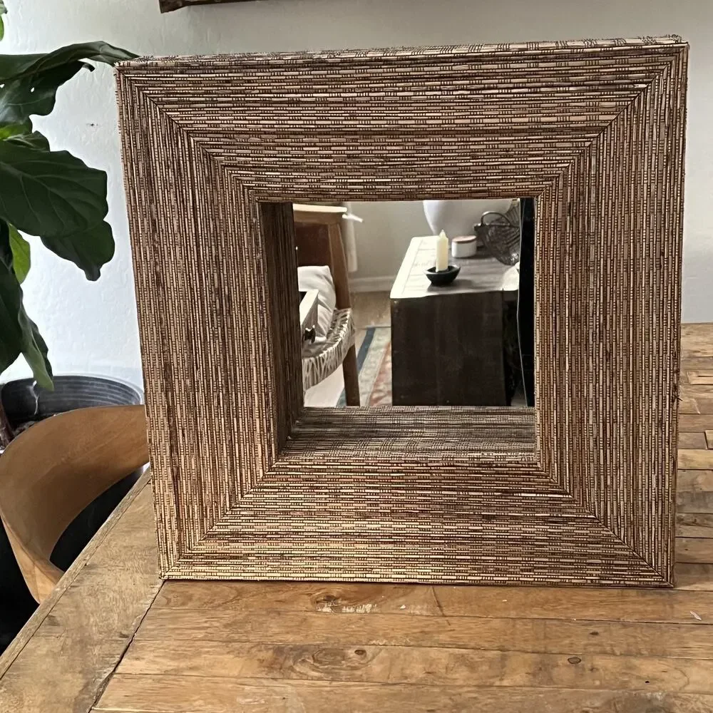 Crate and Barrel Woven Rattan Decorative Wall Mirror 16.5